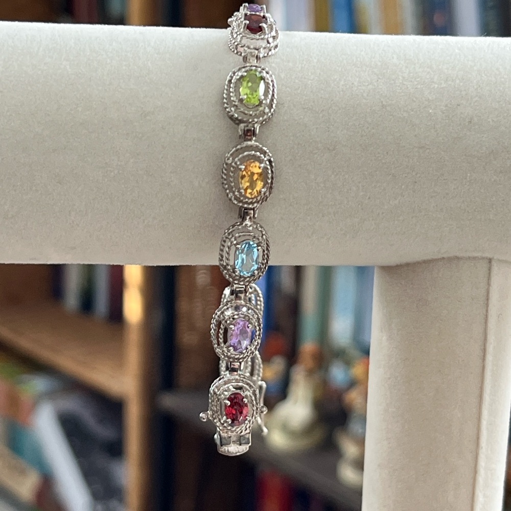 Source Unknown Silver Multi-Gem Bracelet - image 2